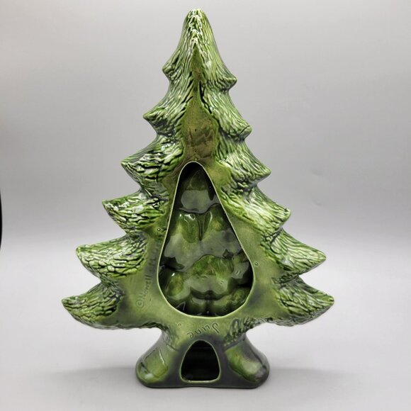 Vintage Hobbyist Ceramic Green Christmas Tree Shaped Decor or Candy Dish - Picture 2 of 8